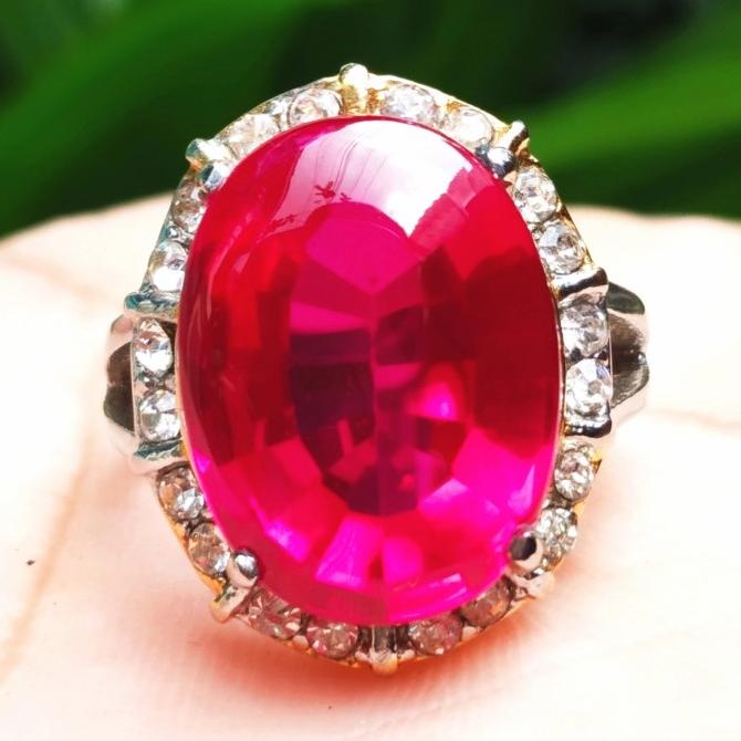 ] Cincin Wanita Batu Akik Merah Delima HQ