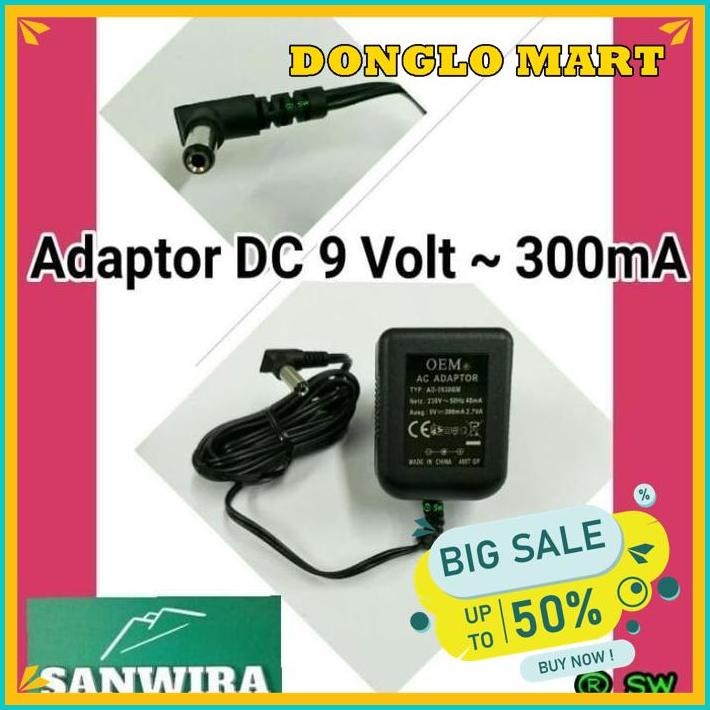 ADAPTOR 9 VOLT DC ~ 300MA "OEM" - 230 V ~ 50 HZ 40MA EKSLUSIF 
