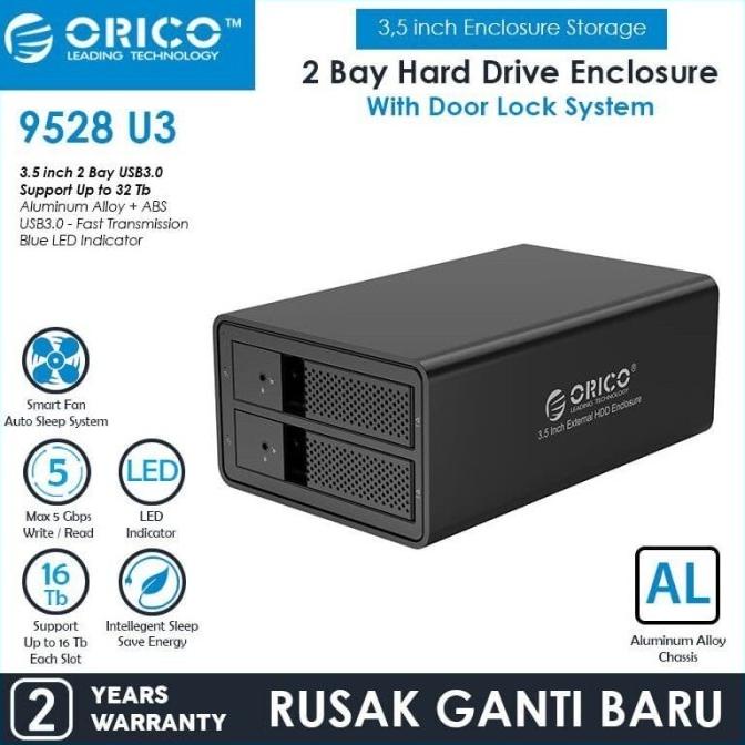 Orico Enclosure 3.5 HDD Enclosure 2Bay With USB 3.0