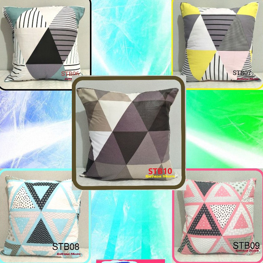 ☊✵ UKURAN 40 50 60 70 SARUNG BANTAL SOFA / KURSI PREMIUM MOTIF SEGITIGA BESAR (STB01) Terlaris