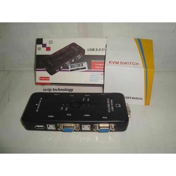 Manual Kvm Switch 4 Port Vga Female Dan 3 Port Usb 2.0