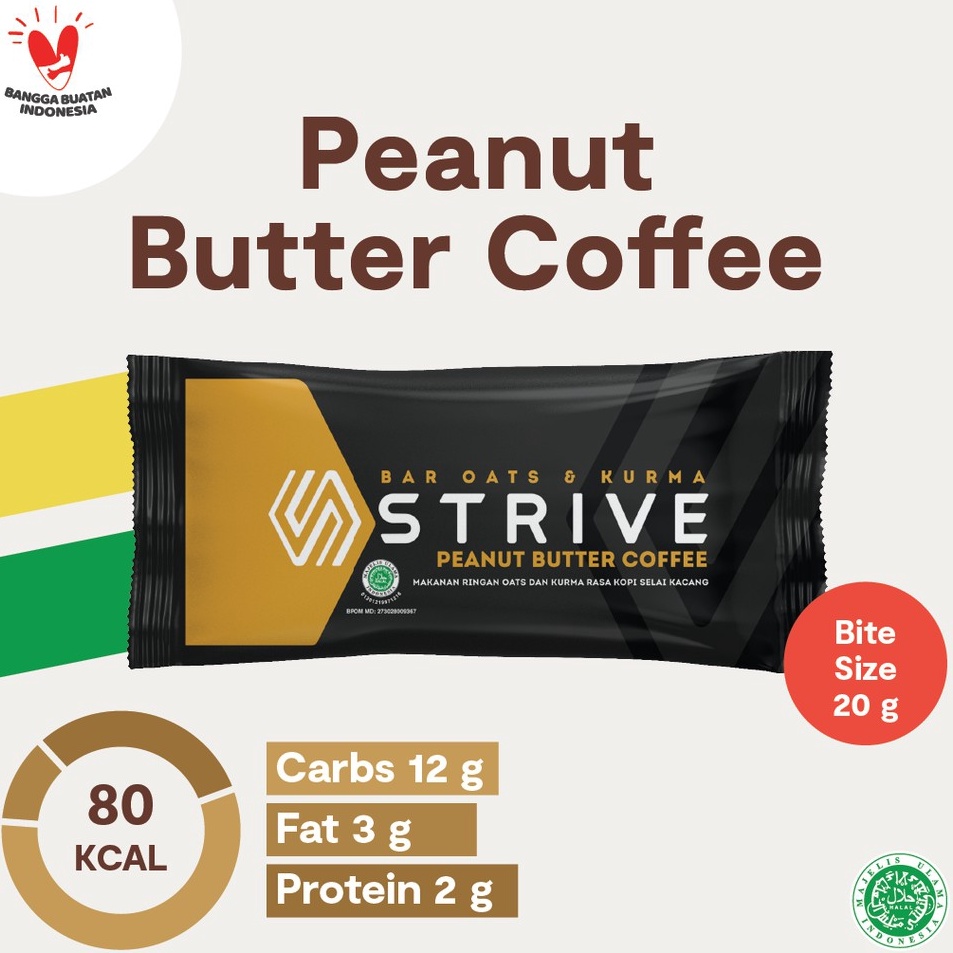 

✼Super Promo✤➶ K0ATR STRIVE Energy Bar Bite Size Peanut Butter Coffee - 20 gr x 5 pcs J39 ✻Terlaku.