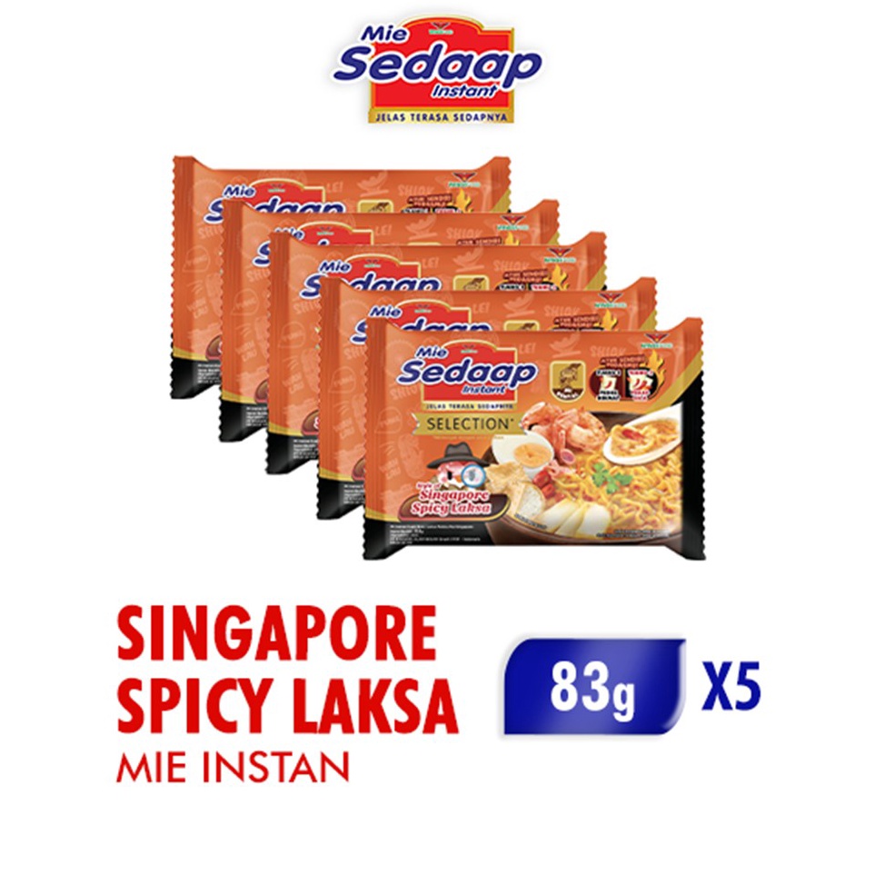 

✪Kirim Langsung⁎➶ WFPQN Sedaap Mie Instan Singapore Spicy Laksa 83g x5 H75 ↔Laris