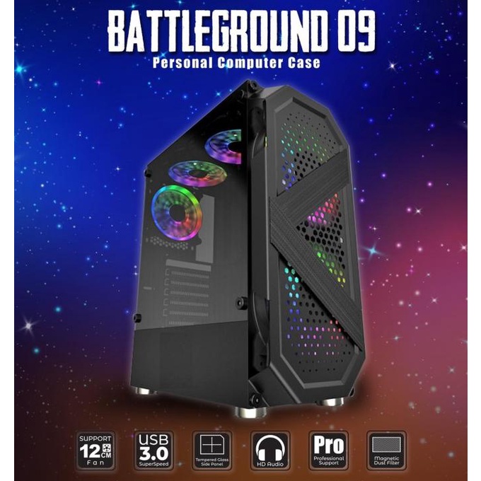 Casing Simbadda BattleGround 09 - ATX, mATX Tempered Glass