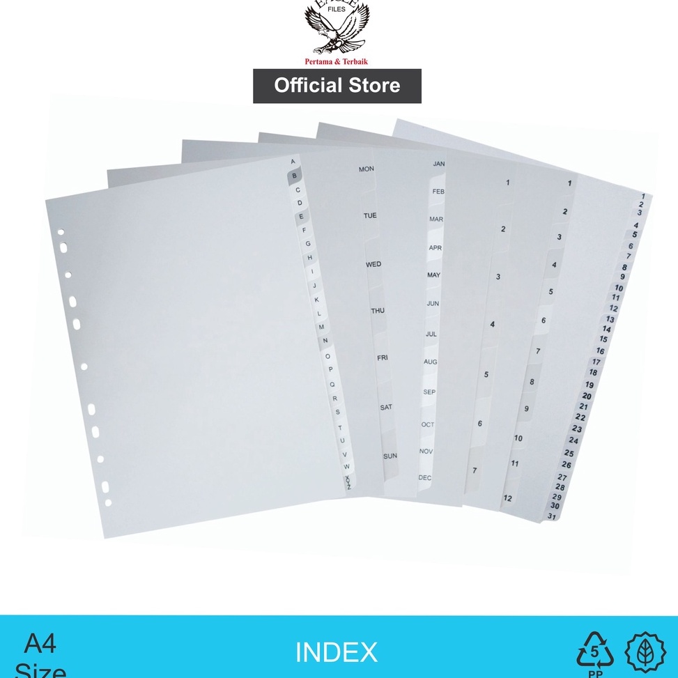 

FJ7 EAGLE Pembatas Binder A4 Berbagai Index TABS / Plastik Divider / Odner Divider Index / File Divider Index 9084