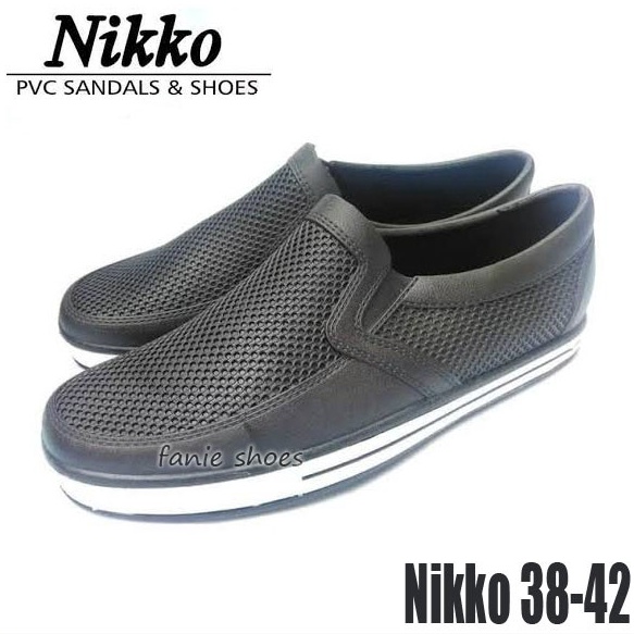 ➷Dijual Murah❂ TPHIN Nikko 8136 - Sepatu 38-43 Karet Hitam Pria Murah / Sepatu Hitam Laki / Sepatu W