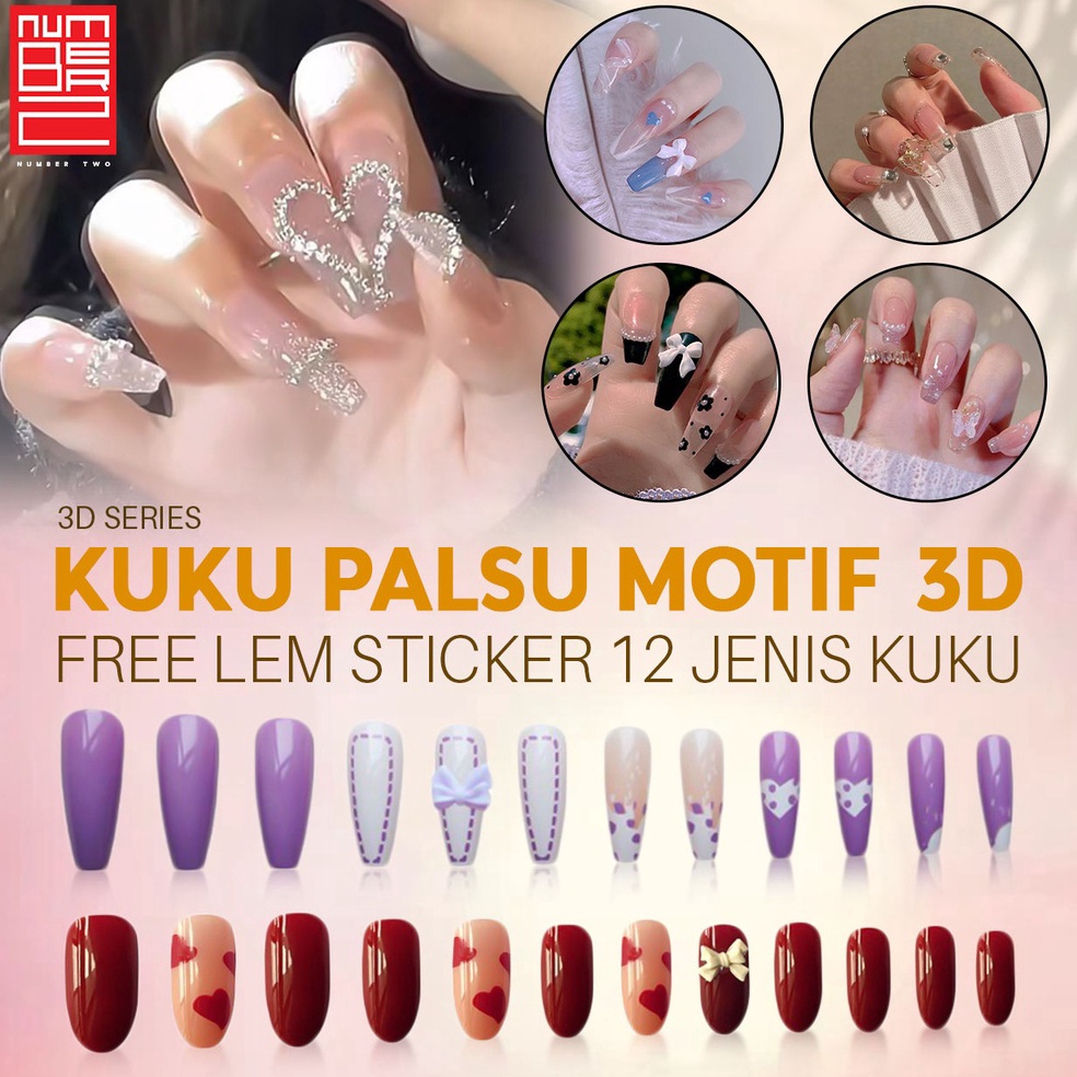Terdepan Top Kuku palsu 3d nail art timbul lucu fake nails panjang estetik esthetic elegan elegant m