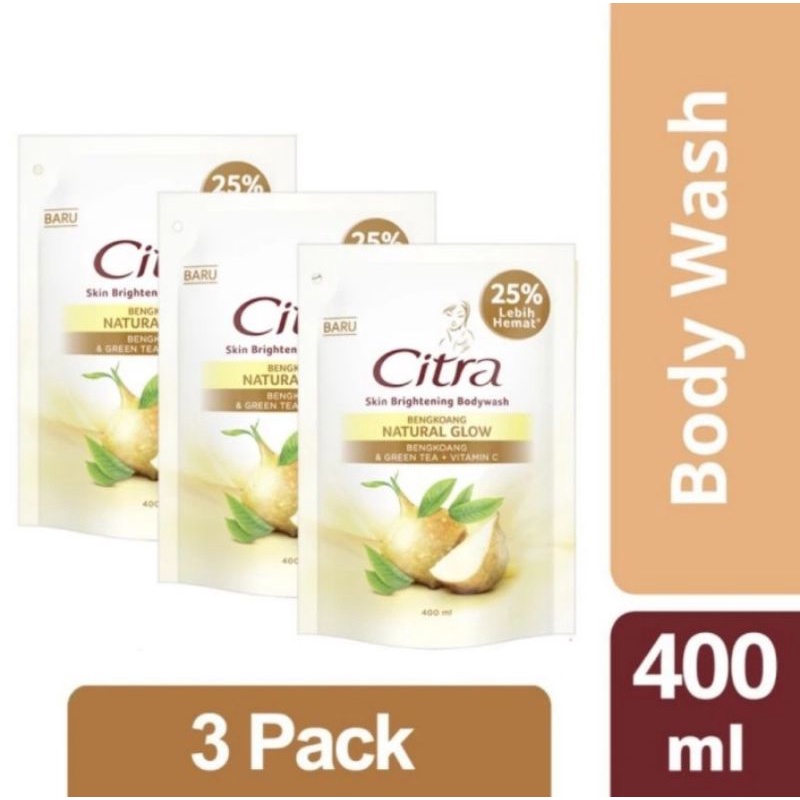 Sabun Mandi Cair Citra Bengkoang Natural Glow Body Wash 400ml 3 Pc