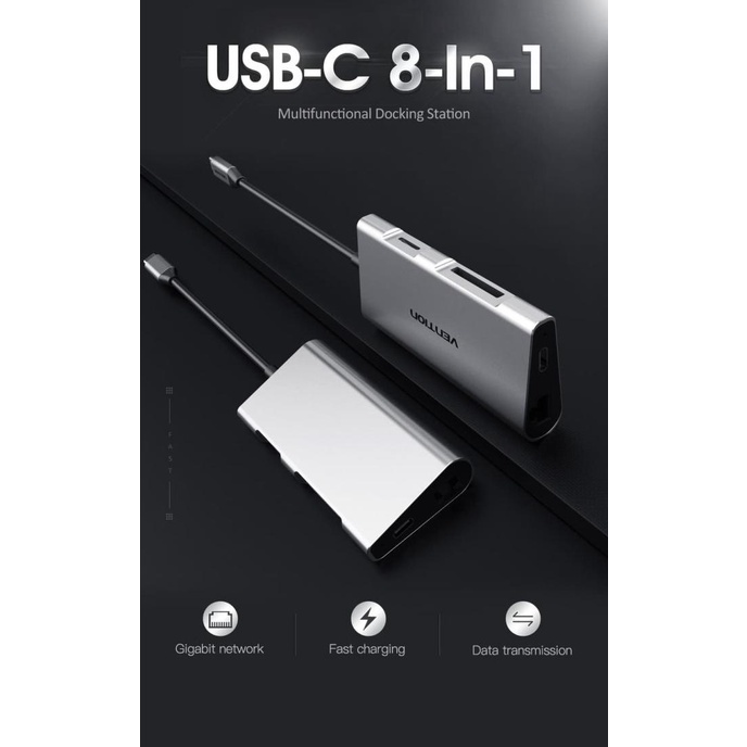Vention MULTI-FUNCTION TYPE-C DOCKING STATION METAL TYPE