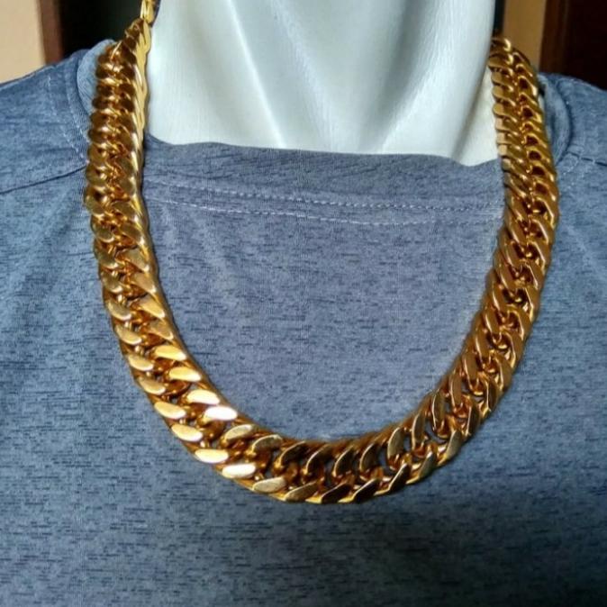 kalung pria rantai besar super big size titanium gold emas