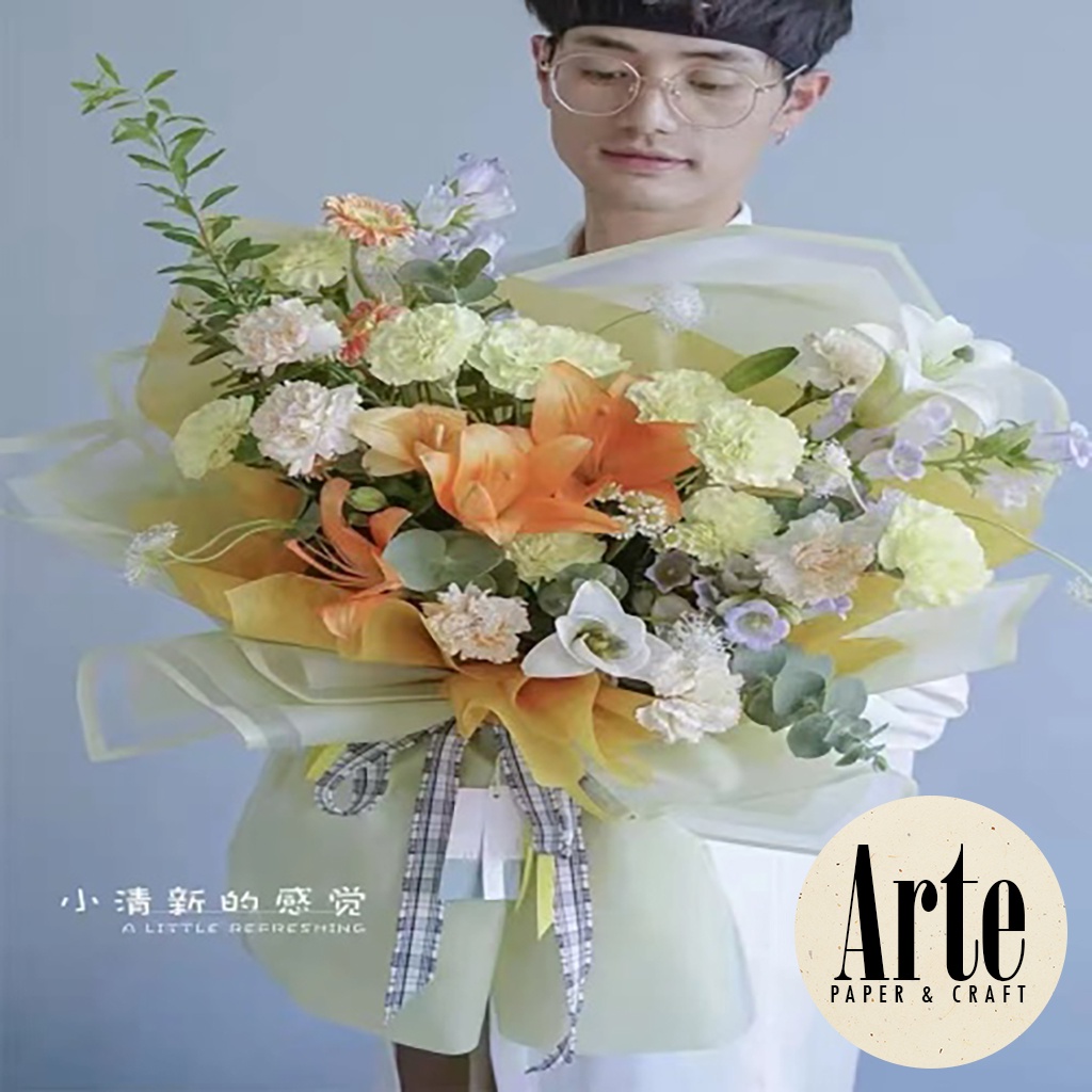 

RK 20 Lembar Cellophane Frame Matte Jendela List Sinowrap Ori Kertas Buket Bunga Korean Waterproof