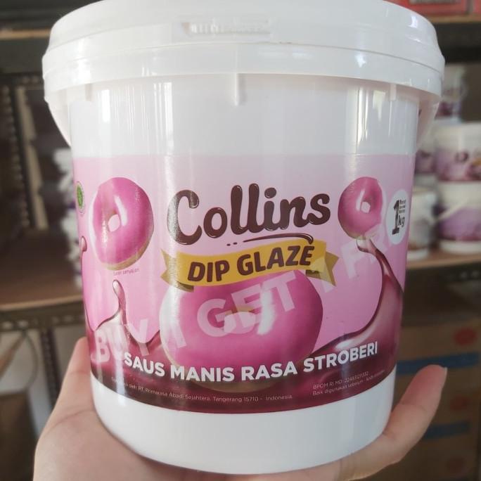 

}}}}}}] collins dip glaze stroberi 1kg collins stroberi 1000gr topping donat