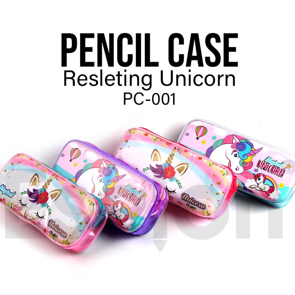 

➚Bayar Di Tempat➘ IICRP Kotak Pensil Mika UNICORN Resleting 001 / tempat pensil fancy K71 Murah Banget