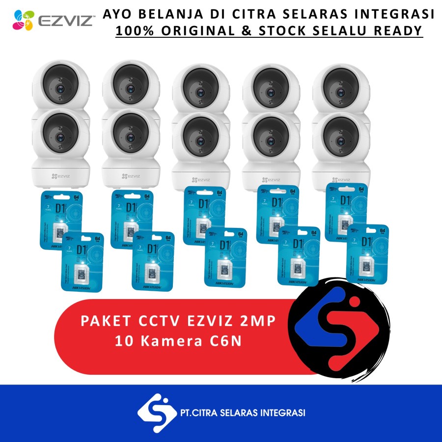 PAKET CCTV EZVIZ 2MP 10 Kamera C6N