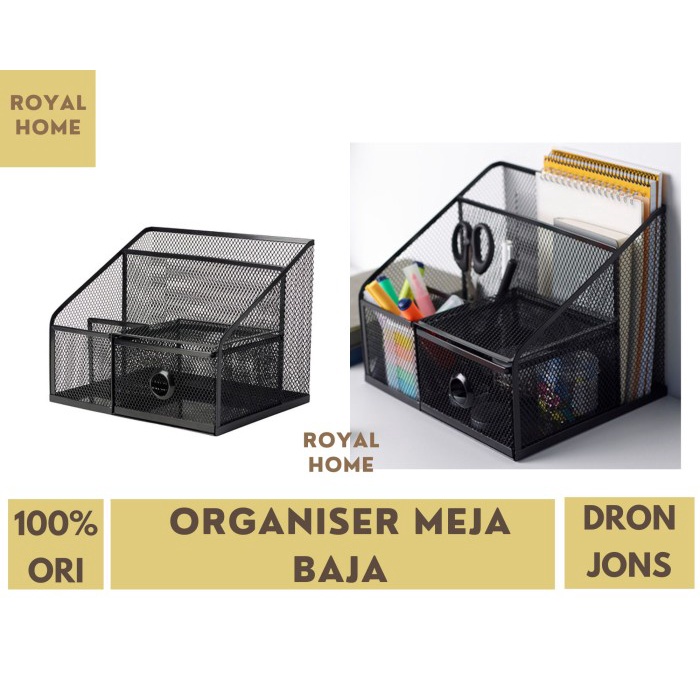 

Bestseller Ikdronjons Kotak Penyimpanan Meja Tempat Atk Steel Desk Organizer