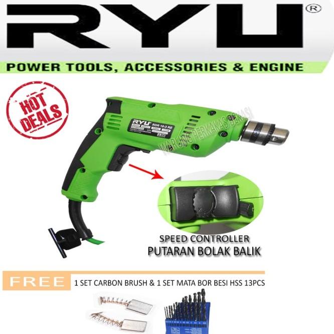 Tekiro Ryu Mesin Bor Tangan Listrik 10 Mm 10Mm Free Mata Bor Set 13Pcs