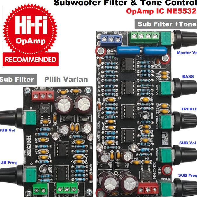 HIFi 2.1 Stereo+Subwoofer Pre-Amplifier Bass Tone Control LFE Filter