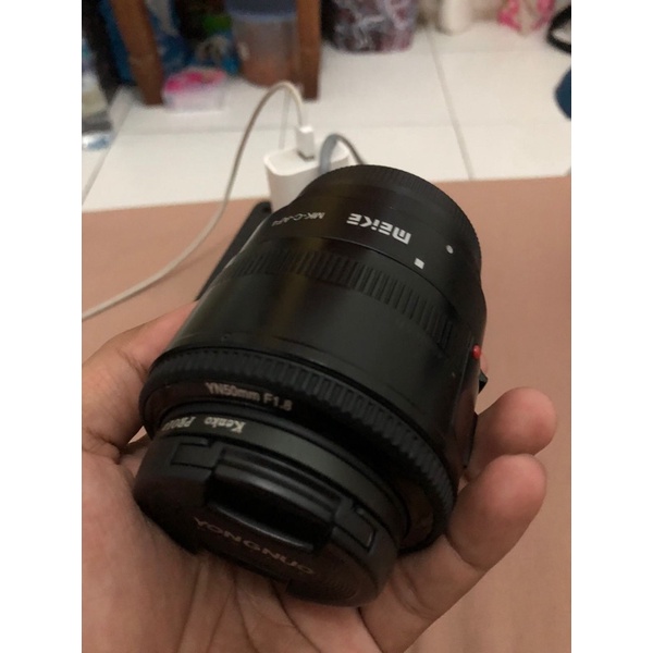 Lensa fix YONGNUO+adapter MEIKE
