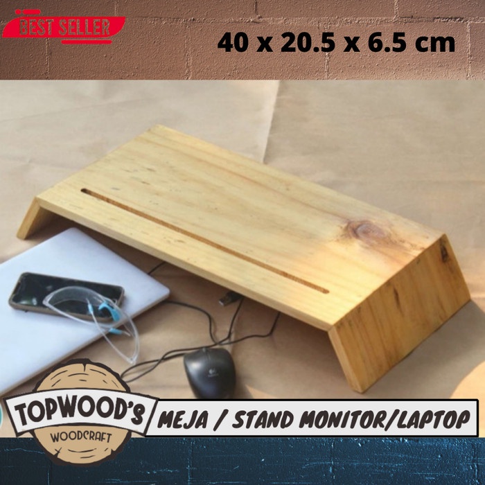 Best Seller Meja Monitor Kayu 40 X 20.5 X 6.5 Cm Stand Laptop