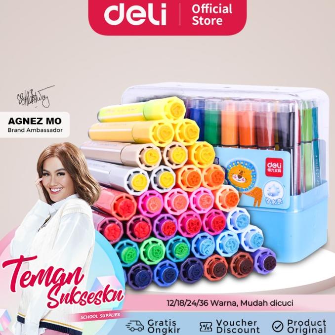 

Deli 70655 Felt Pen With Stamp 36 Colors