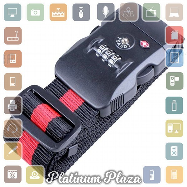 Terlaris Travel Luggage Coded Lock Suitcase Belt Stripe / Tali Ko`6Fr2Xw- Black