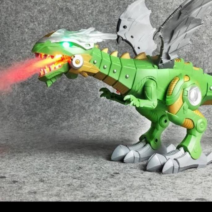 Mainan Robot Dino Dinosaurus Naga Bisa Keluar Asap Nyala Lampu