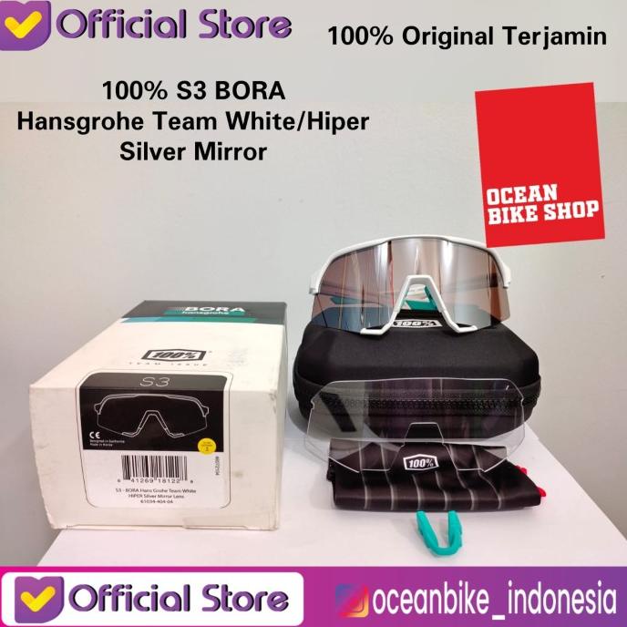 Kacamata Sepeda Gowes Original S3 100% 100Percent Bora Hansgrohe White