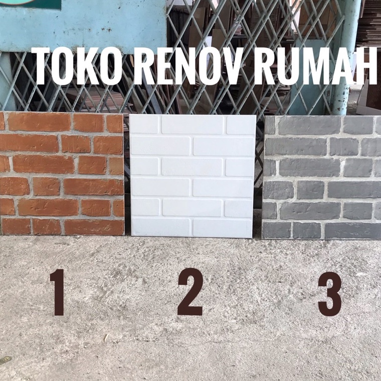 ★★★ Ifc keramik 40x40 timbul/ keramik motif bata/ keramik bata putih/keramik dinding pagar/keramik b