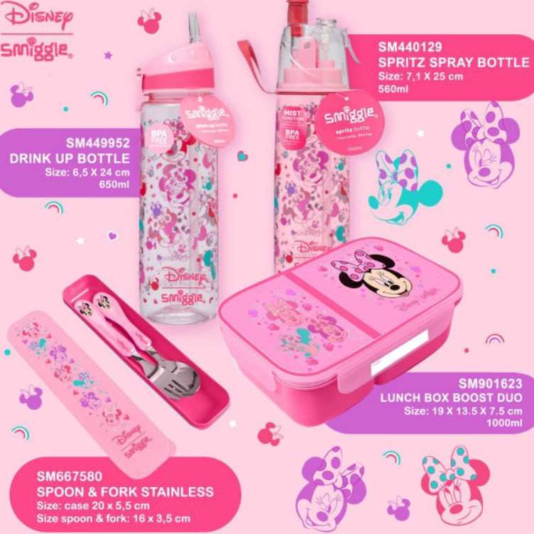 ¯ cC Smiggle Disney bottle/lunchbox/spoon set f Produk Premium Stock Banyak.