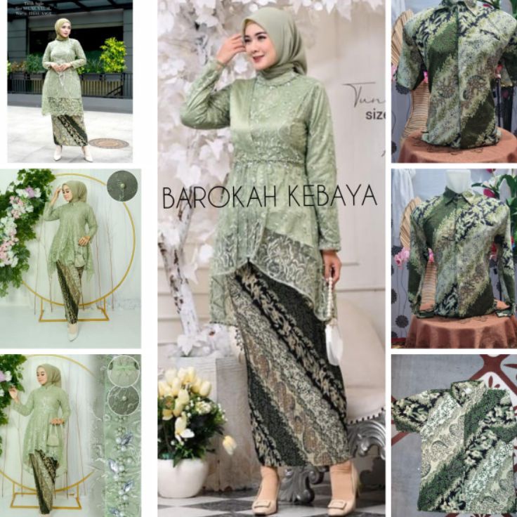 Potongan spesial KEBAYA COUPLE KELUARGA/KEBAYA SAGE GREEN/COUPLE KEBAYA BATIK/KEBAYA MODEL TERBARU