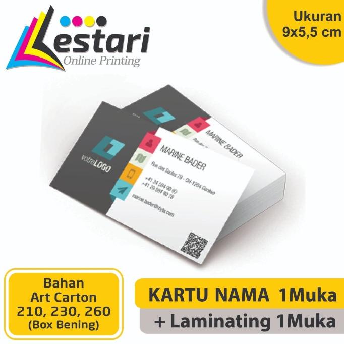 

6,6 Kartu Nama Art Carton Laminating Doff/Glossy 1Muka + Box Mika