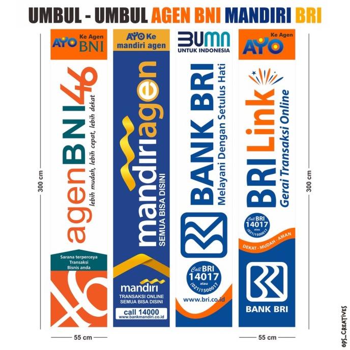 Umbul-Umbul Agen Bank Bni Mandiri Bri Brilink Bca Bsi Btn Spanduk Kain