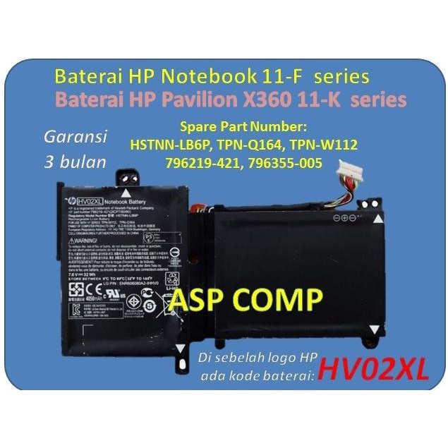 Baterai HP 11-F104TU , 11-F105TU , 11-F004TU , 11-F005TU , 11-F006TU