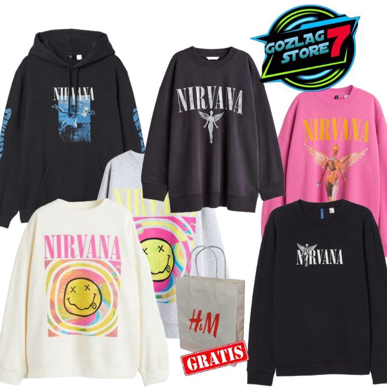 ZL52 hoodie pria sweater hnm hoodie h and m crewneck thrift crewneck h and m hoodie nirvana nevermin