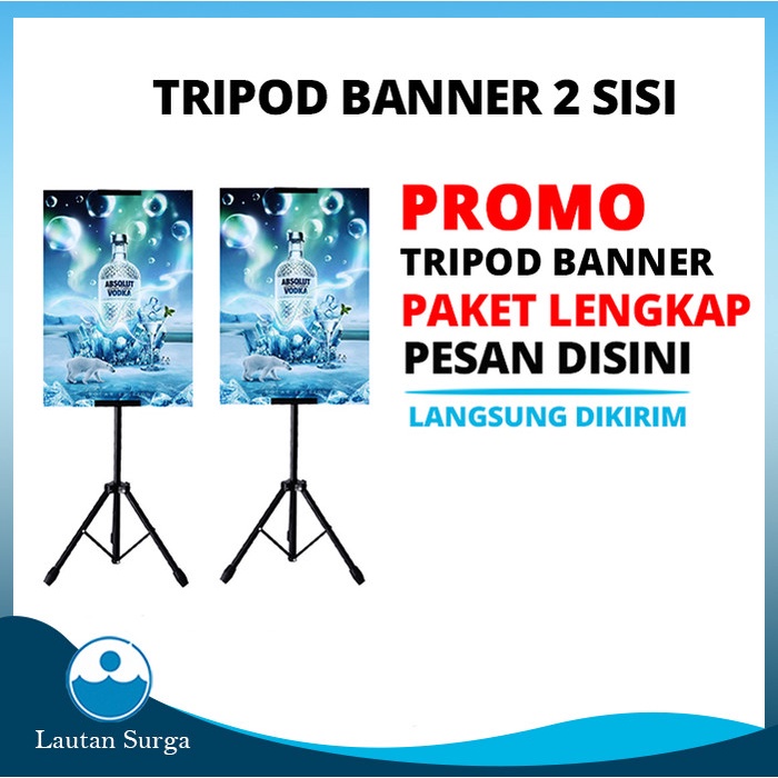 Best Seller Tripod Standing Banner 2 Sisi - Besi Standing Banner Tiang Promosi