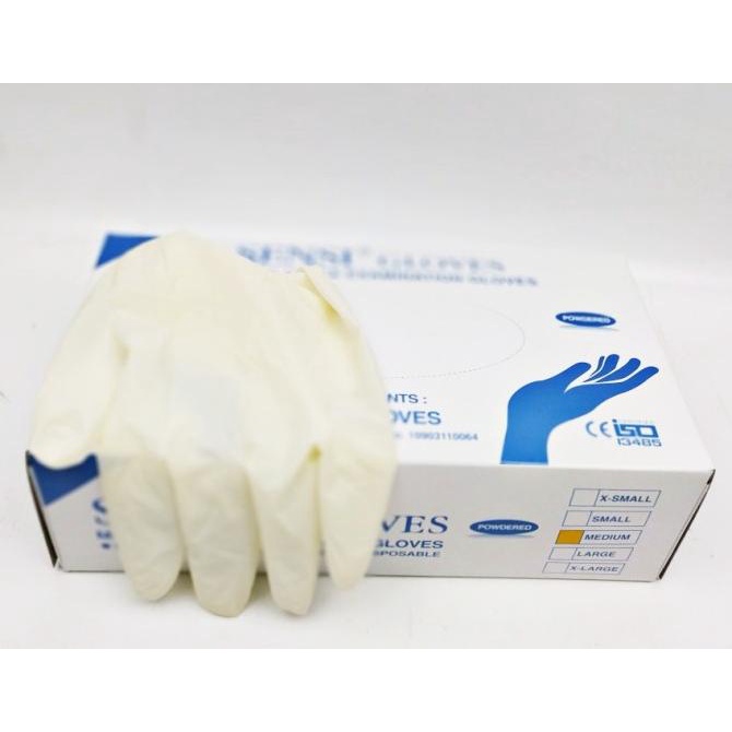 SENSI GLOVES Handscoon Medical Latex Examination Gloves 100's Size M
