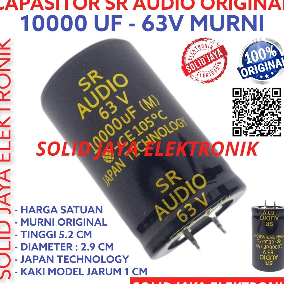 Stock Banyak CAPASITOR ELCO 10000UF 63V SR AUDIO ASLI MURNI 10000 UF MIKRO MICRO 63 V VOLT ORI ORIGI