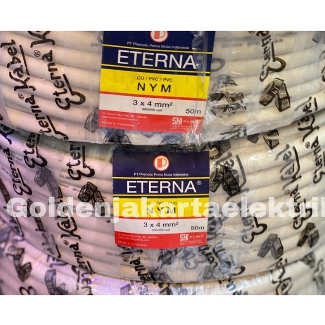 Ready KABEL ETERNA / KABEL TUFUR METERAN 3X4 NYM Asli kabel eterna isi 3 tembaga SNI harga permeter 