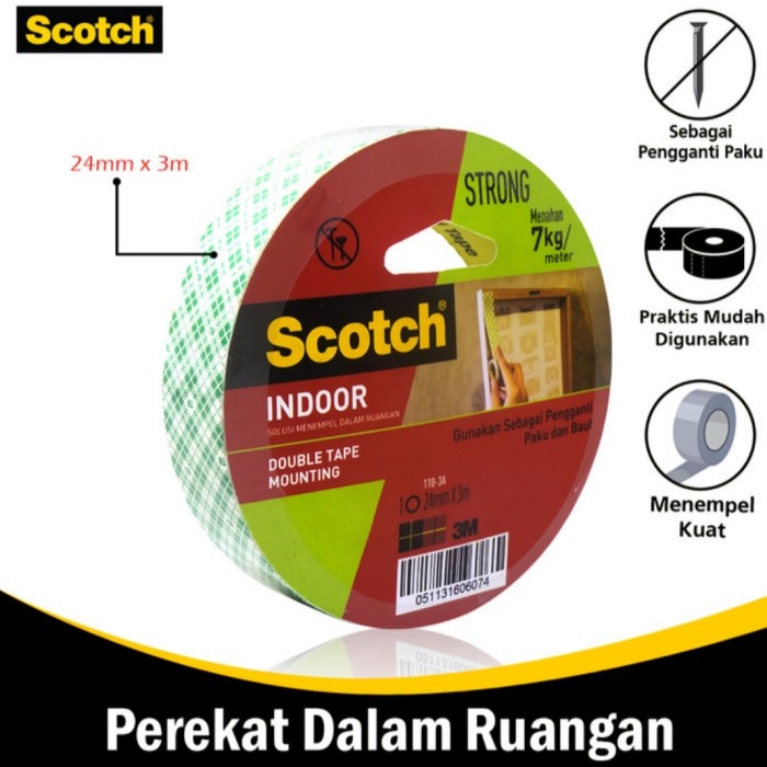 

3M Scotch 110-3A Mounting Double Tape Indoor 24mm x 3m maks 7kg
