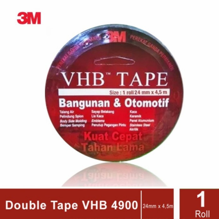 

TERMURAH Isolasi Double Tape 3M VHB 24mm 4,5 meter Foam Hitam Otomotif & Rumah