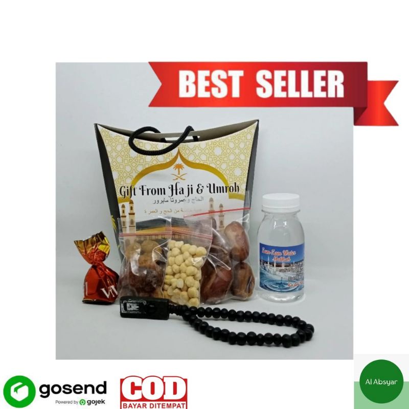 

Paket Oleh-oleh Haji dan Umroh Goody Bag Lengkap Kismis Kacang Zamzam Tasbih Coklat