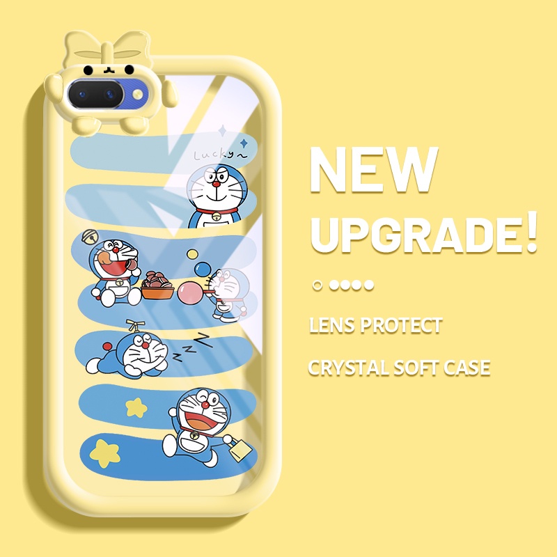 Casing Ponsel untuk OPPO A3s A12E A5 2018 A52 A92 A72 Realme C1 Realme 2 Case silikon pola Doraemon 