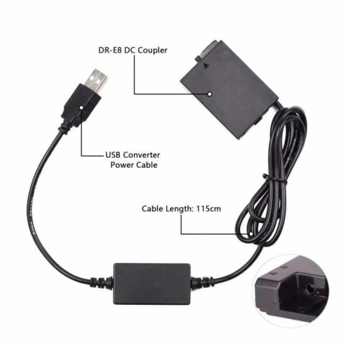 Battery Dummy For Canon Lp-E8 / Baterai Baterei Eos 600D / 650D / 700D