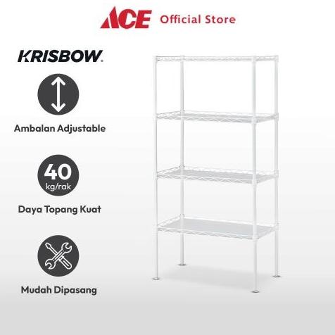 ACE - Krisbow Rak Besi 4 Tingkat - Putih