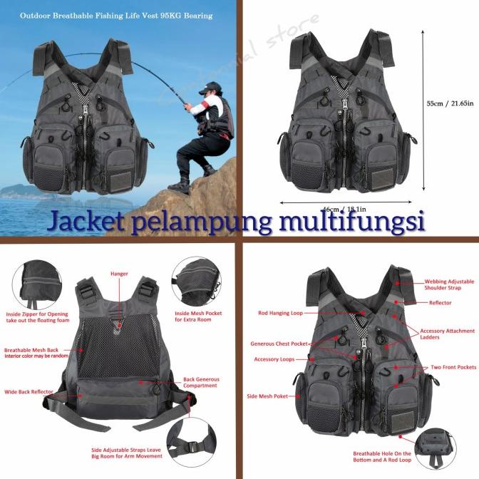 Pelampung Life Jacket Kayak Mancing Multifungsi
