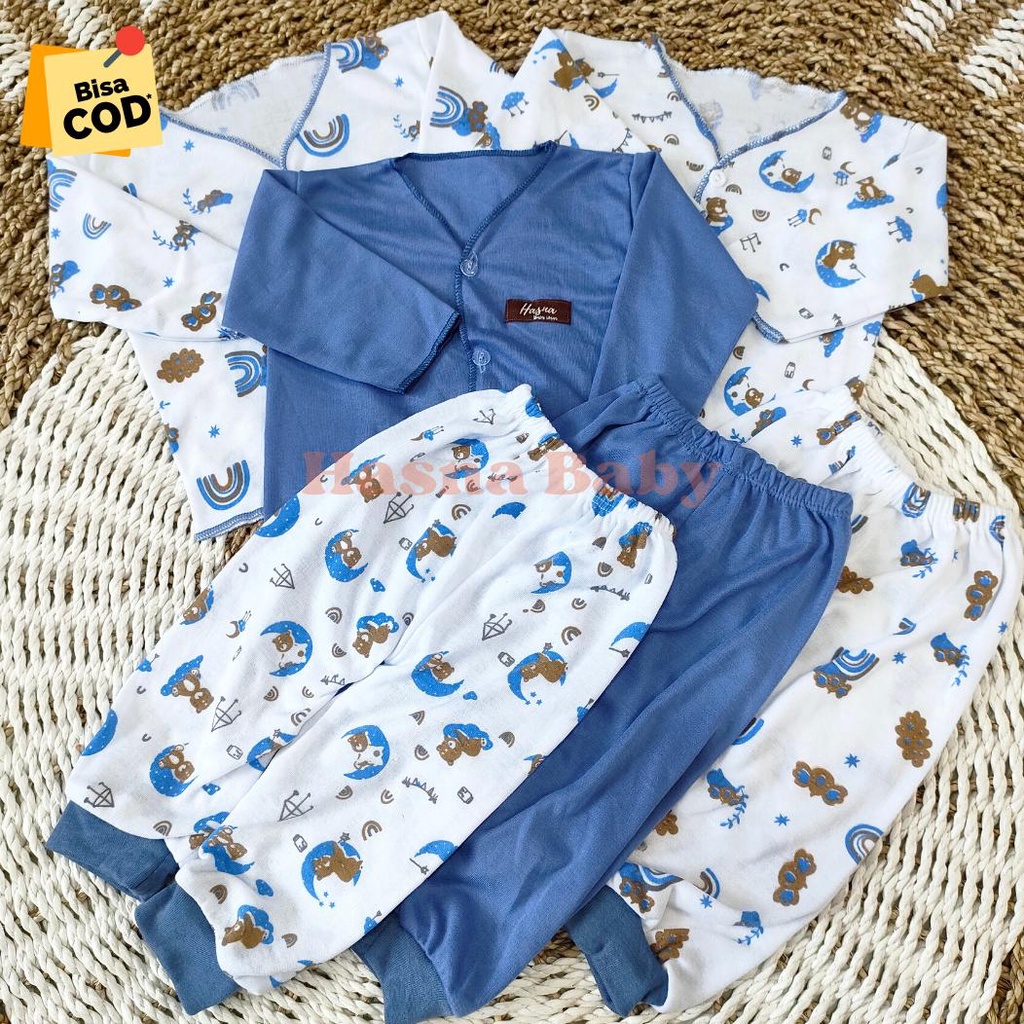 Paket 6Pcs, Setelan Baju Bayi Baru Lahir Lengan Dan Celana Panjang Baby Newborn Gift Set Seri Denim 