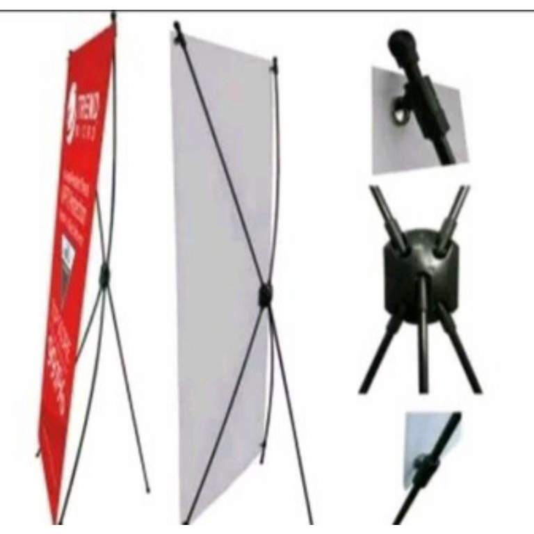 Y80 Rangka X Banner Fiber 60x160 Colok Stand ➮Seller
