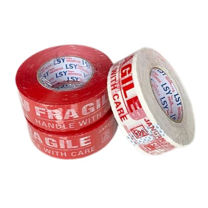 

lakban fragile full merah & putih LSY 48mm x 300yard full ( CBM )