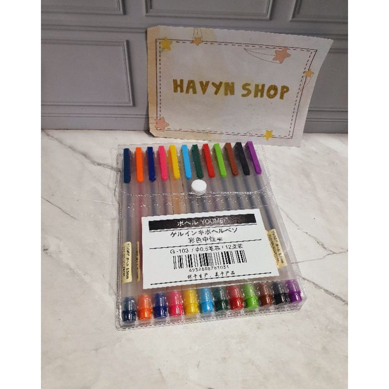 

5.5 COD (12pc) pen gel warna warni YOUMEI/gel pen warna warni