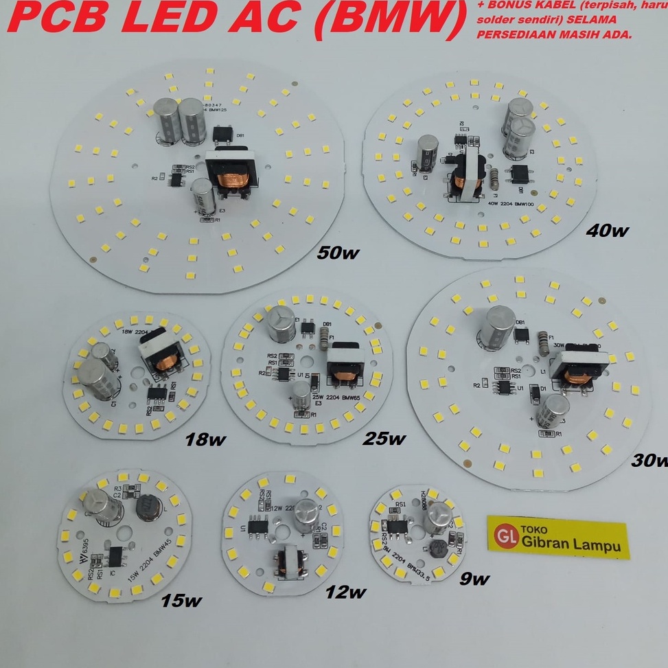 《packingaman》 PCB LED AC Super Terang (BMW) - Spare Part Lampu LED AC 220V Bonus Kabel Sekelas BM
